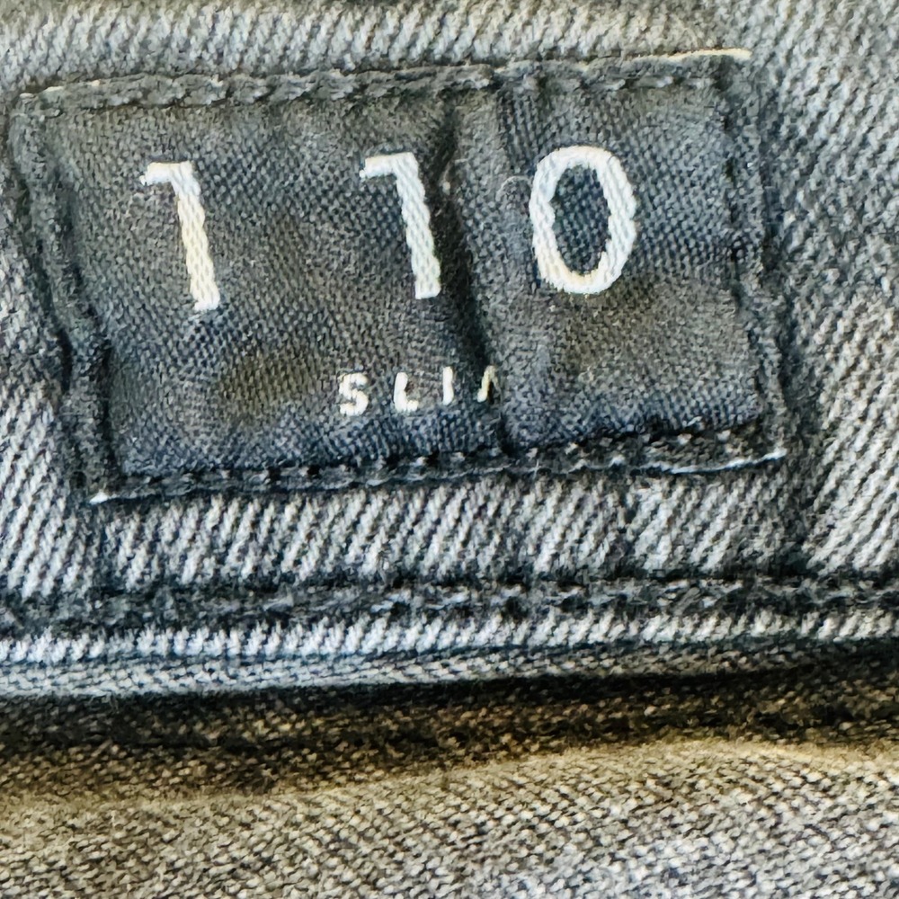 Lucky Brand 110 Slim Jeans Mens 36x32 Gray Charcoal Wash Slim Skinny Zip Fly - Picture 12 of 16
